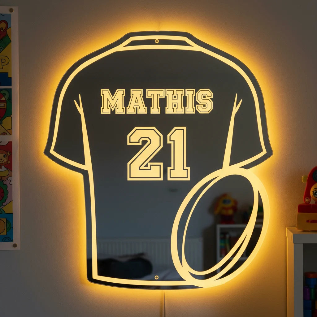 LumiRugby | Specchio LED da rugby personalizzato