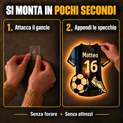 LumiCalcio™ | Specchio LED personalizzato a forma di maglia