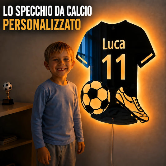 LumiCalcio™ | Specchio LED personalizzato a forma di maglia