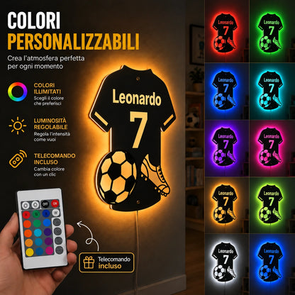 LumiCalcio™ | Specchio LED personalizzato a forma di maglia