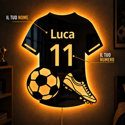 LumiCalcio™ | Specchio LED personalizzato a forma di maglia