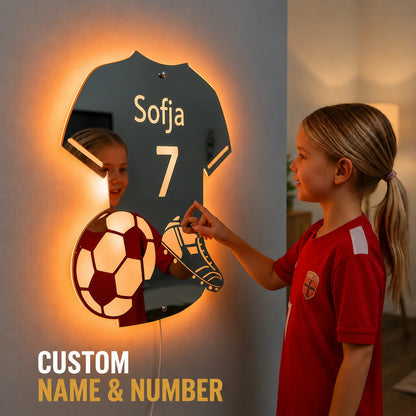 Personalized Soccer Jersey Mirror with LED Lights - NivaLift