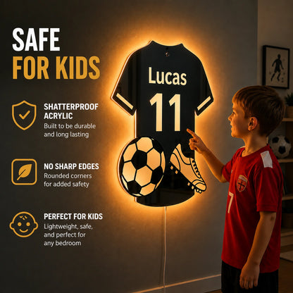 Personalized Soccer Jersey Mirror with LED Lights - NivaLift