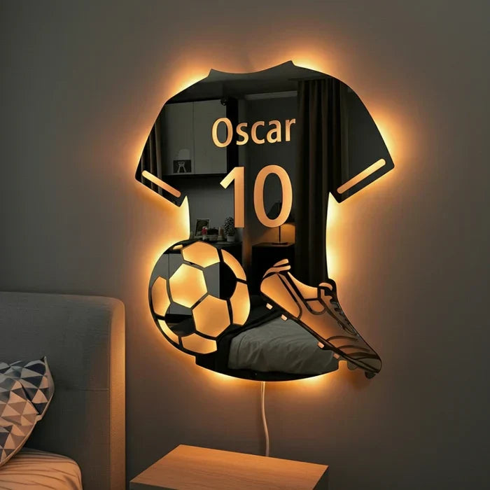Personalized Soccer Jersey Mirror with LED Lights - NivaLift