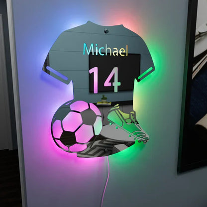 Personalized Soccer Jersey Mirror with LED Lights - NivaLift