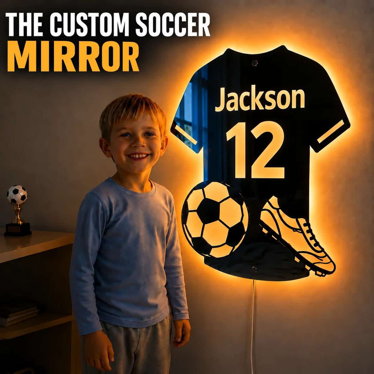 Personalized Soccer Jersey LED Mirror