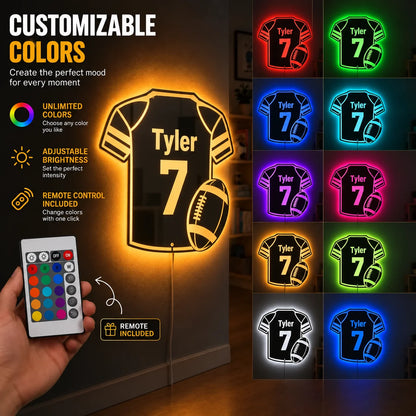 Personalized Football Jersey LED Mirror