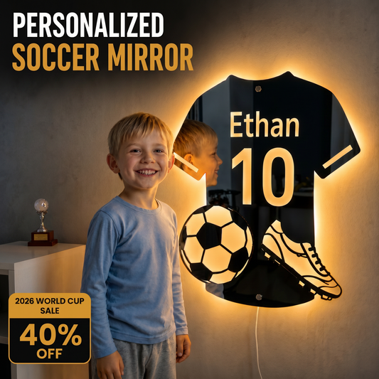 Personalized Soccer Jersey Mirror with LED Lights - NivaLift